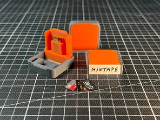 MicroSD Card Cassette-Style Case (+ Gridfinity Tray)
