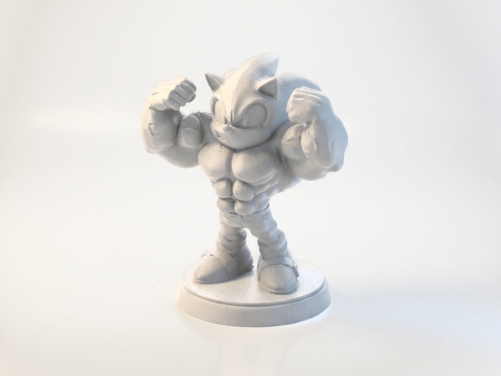 Buff Sonic Figurine Gaming Character 3D Printable
