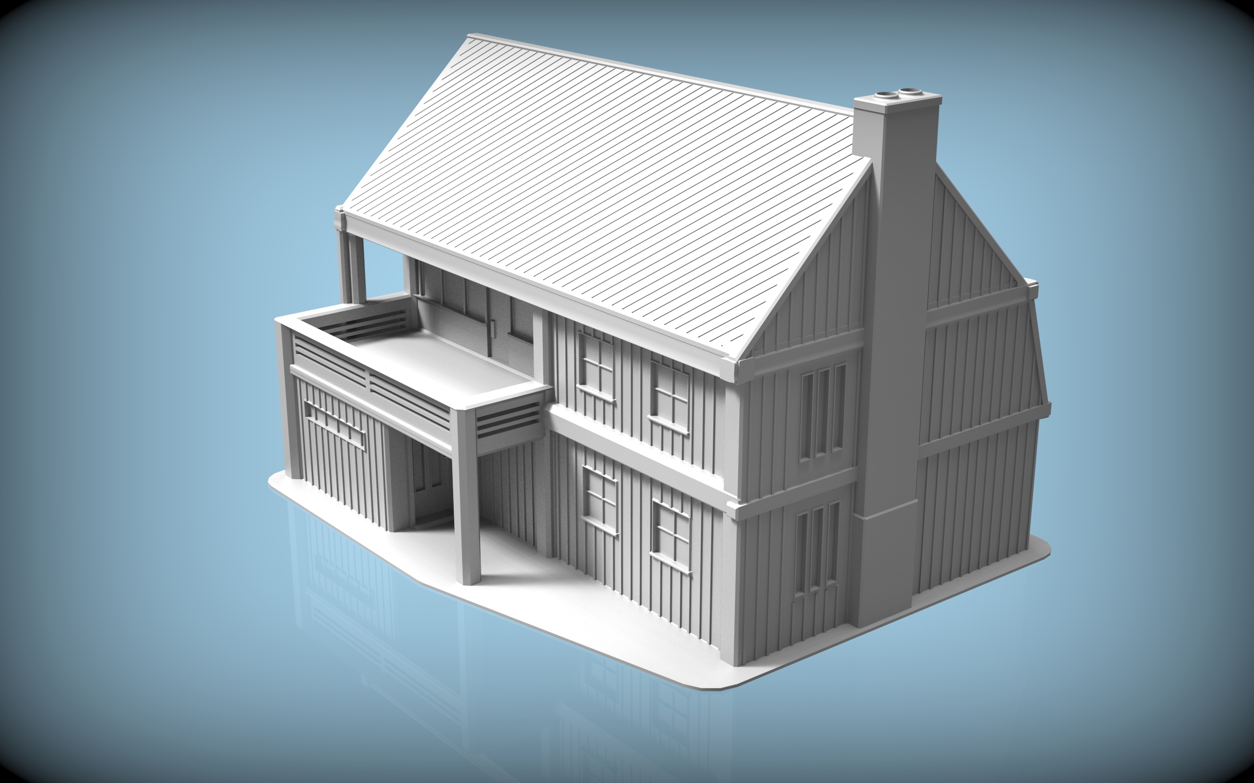 Nordic Wooden House – H0 & N Scale (Scandinavian Red Cabin)