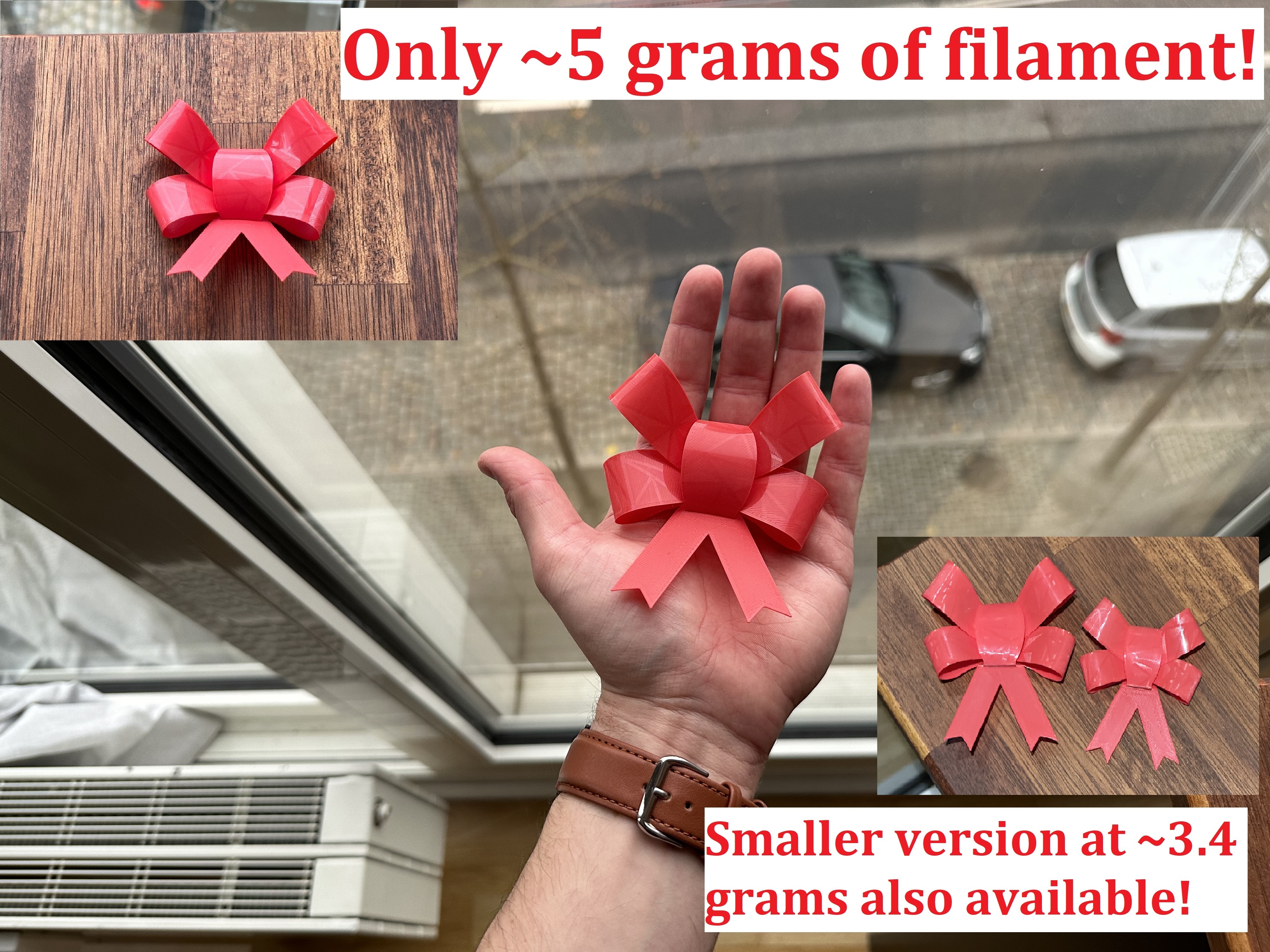 Christmas Gift Bow - Foldable! 3D model thumbnail