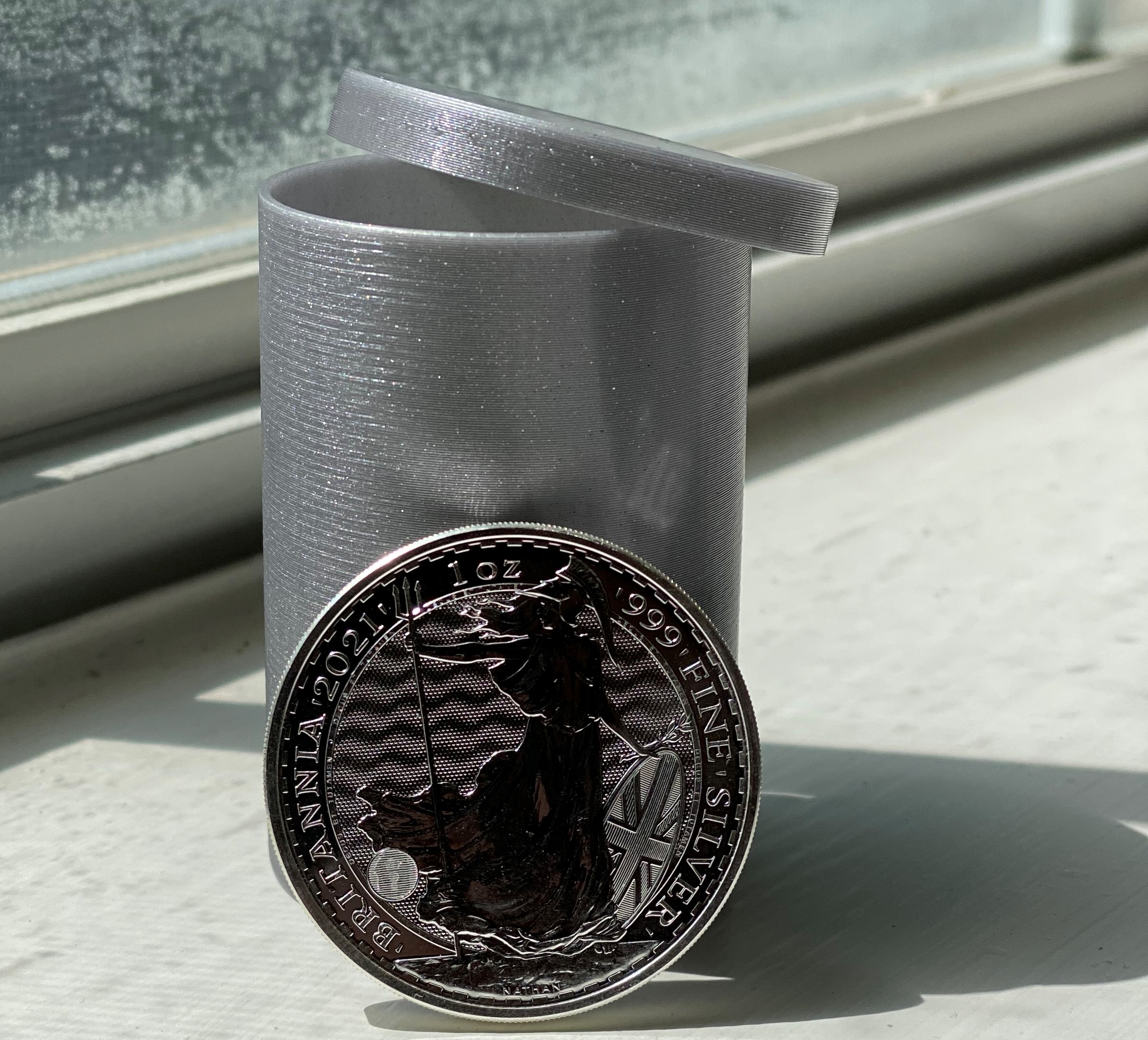 Silver Britannia Container
