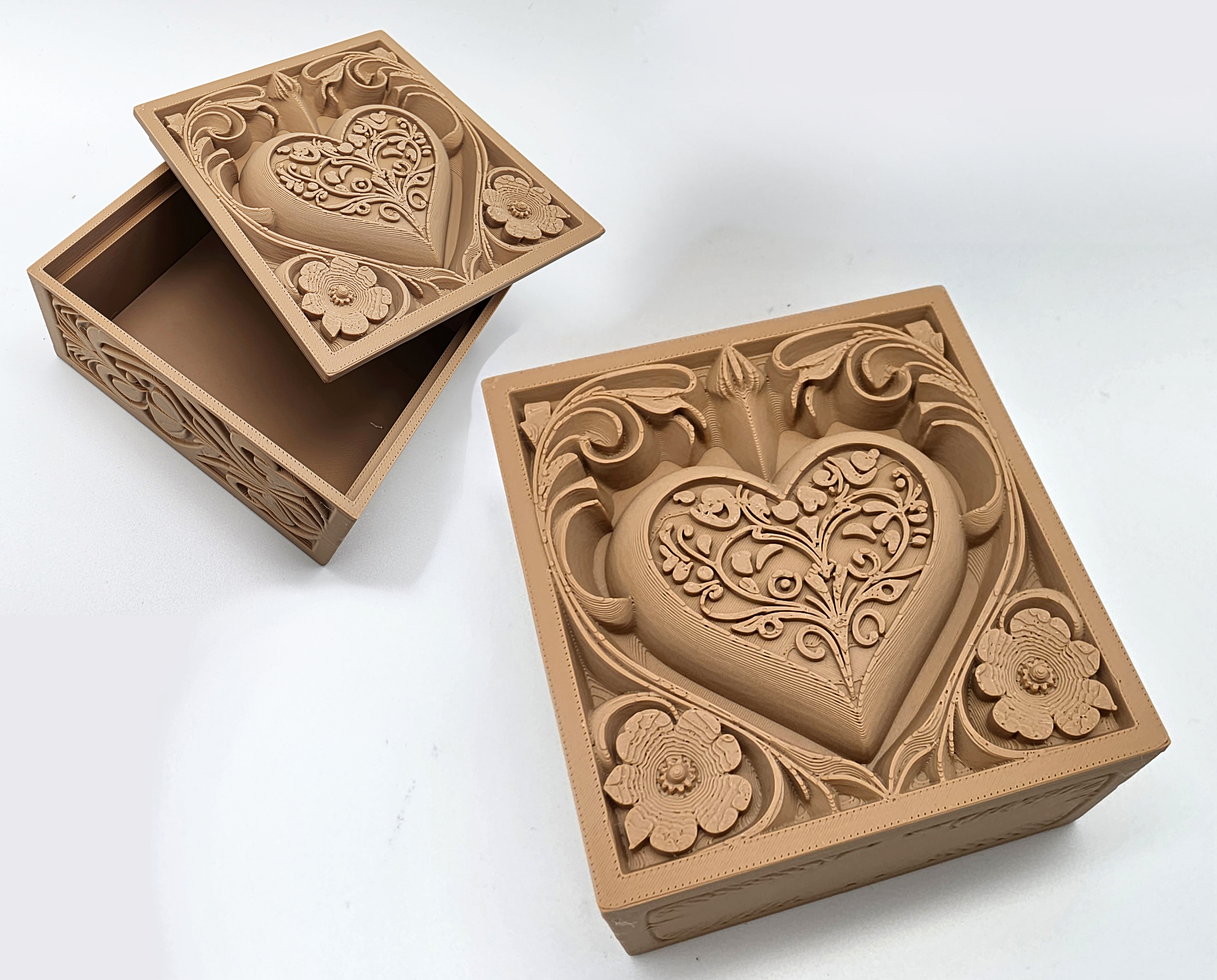 Wood Carved Valentine's Heart Box