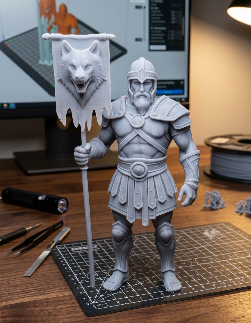 warrior with wolf head banner