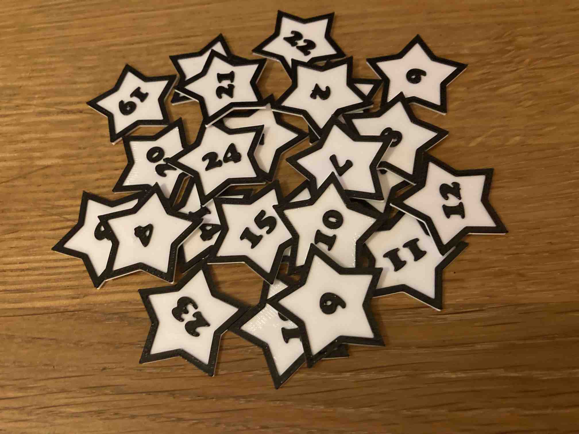 Adventskalender - Sterne mit Nummern 1-24