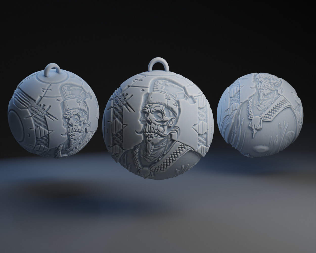 Santa Skulls 3 Christmas Ornament