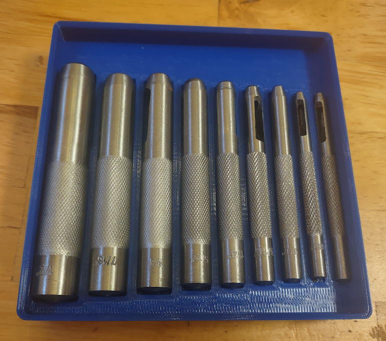 Gridfinity Harbor Freight Hollow Punch Set Holder by Harold Sullivan