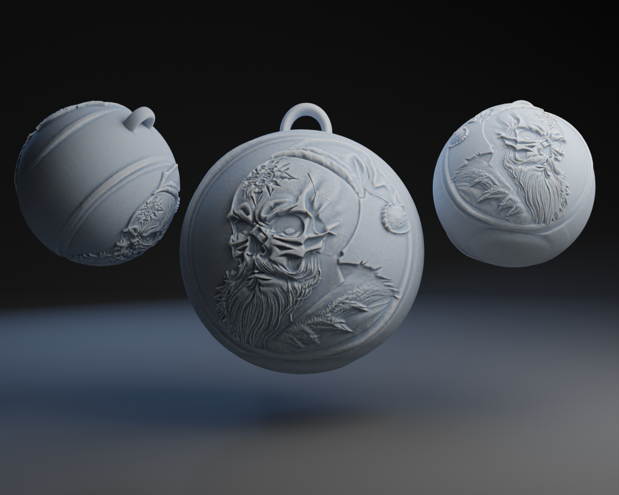 Santa Skulls 4 Christmas Ornament.