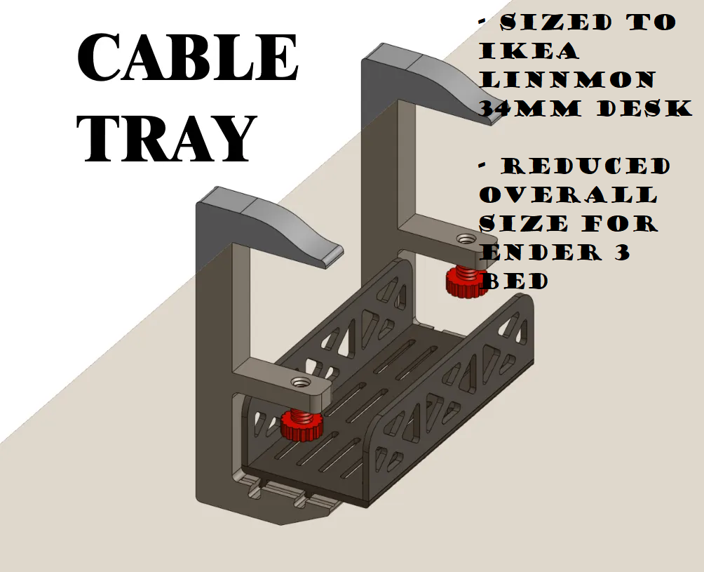 Computer Cable Tray Remix for Ikea Linnmon Desk by Russ Russellson