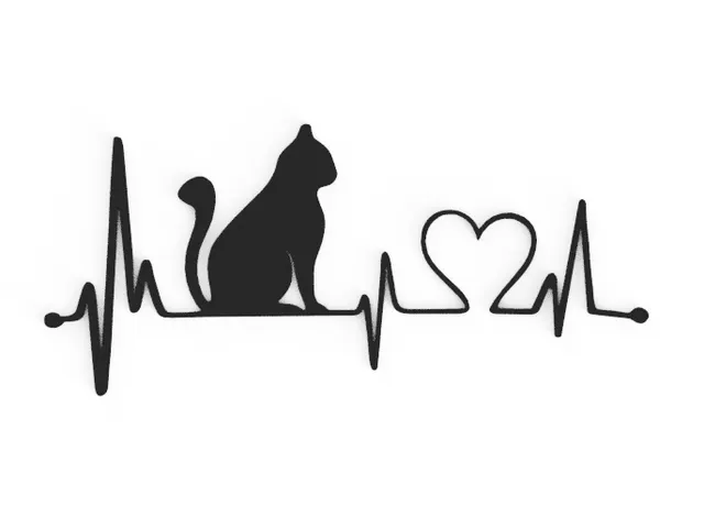 ECG waveform Heartbeat line Heart rhythm heart cat wall