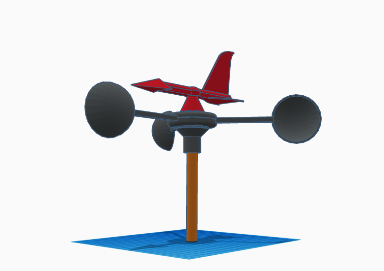 Miniatura 3 do modelo 3D Anemometer with Wind Direction Indicator