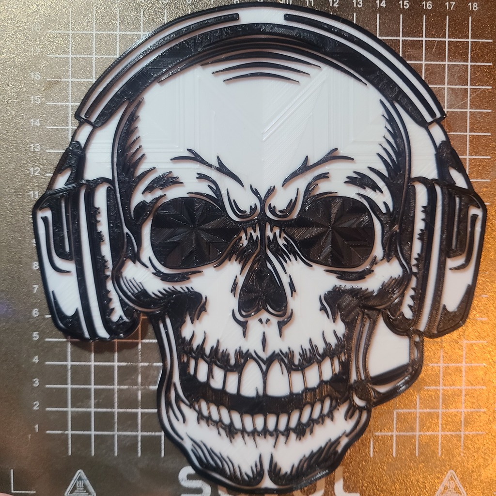 Gamer skull wearing headset wall art
