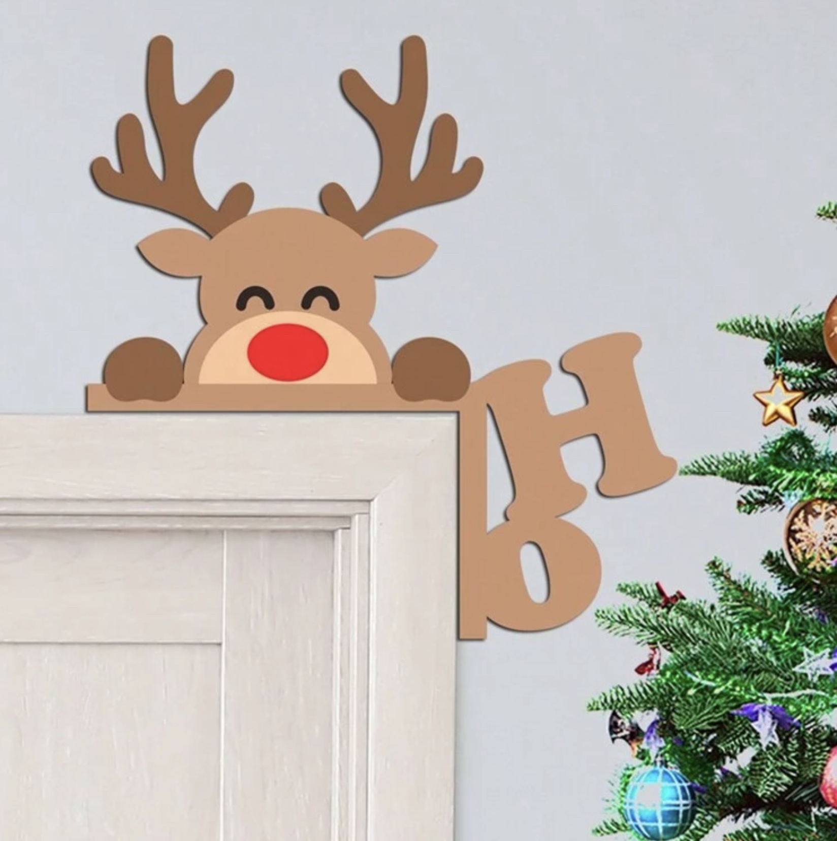 Cute Christmas reindeer door frame decoration