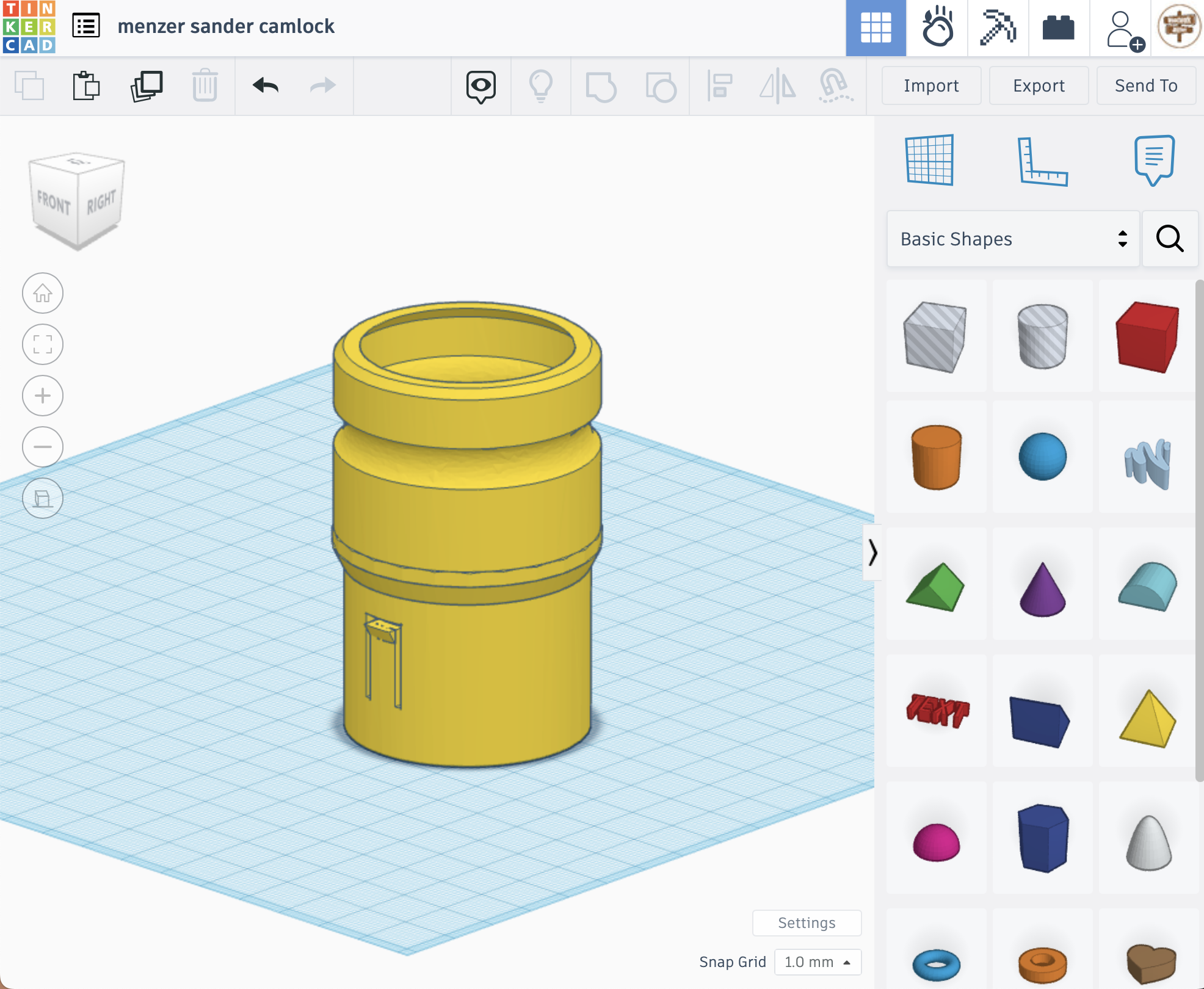 Menzer Orbital Sander to Camlock fitting 3D model thumbnail
