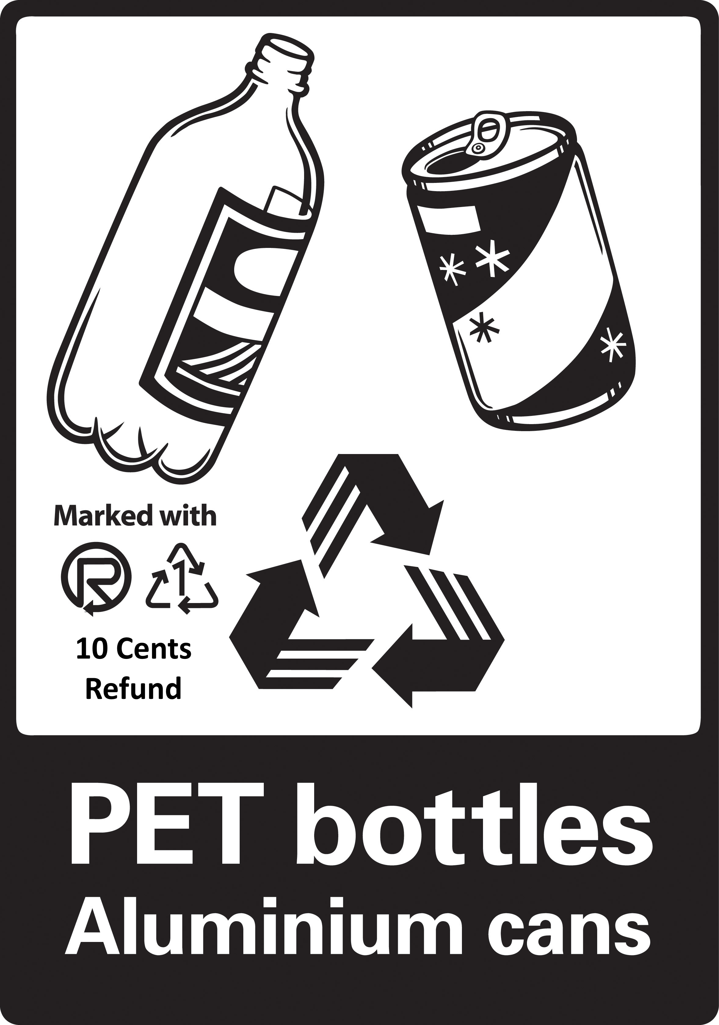 Recycle Sign for PET Bottles and Aluminium Cans