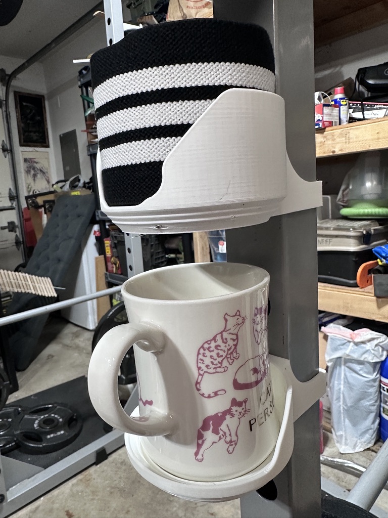 Weight rack cup holder and knee wrap holder by JellyTitan Download