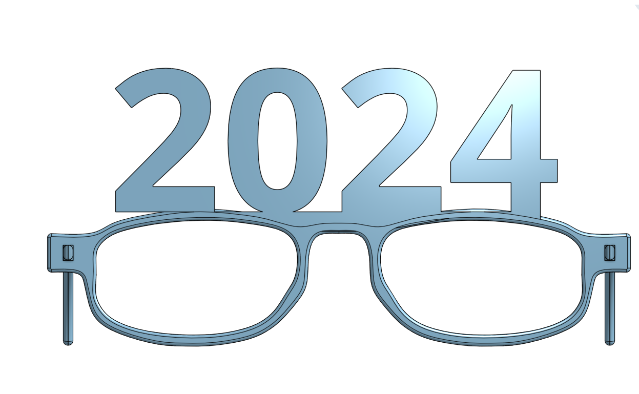2024 New Years Glasses by David S Download free STL model