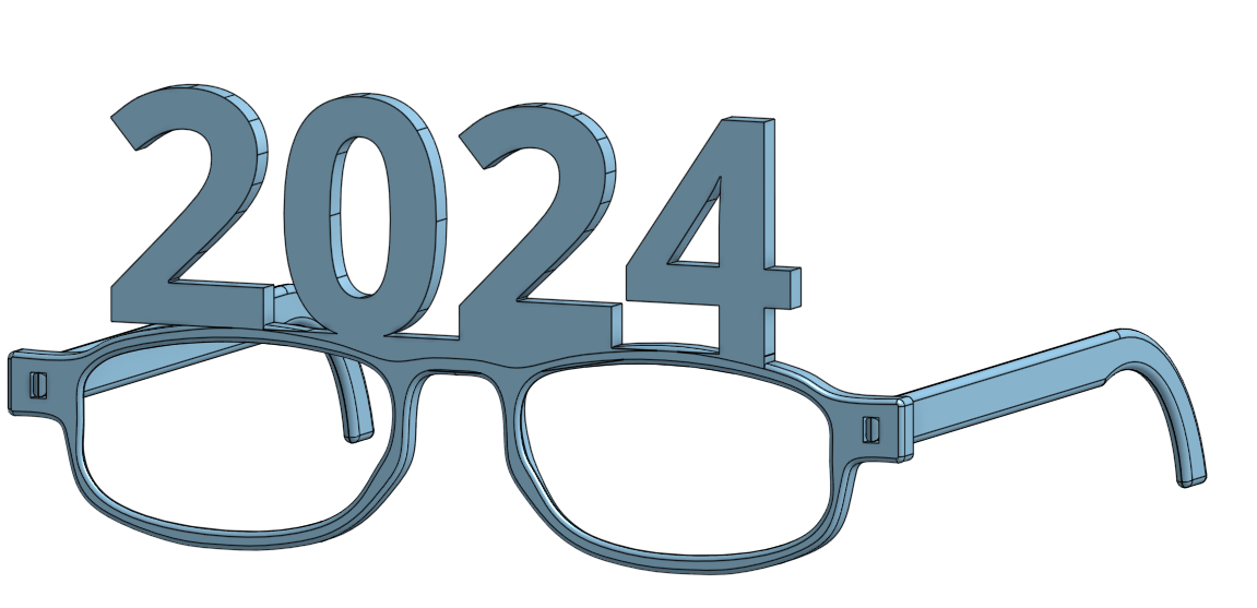 2024 New Years Glasses by David S Download free STL model