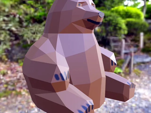Sitting Bear sculpture, low-poly