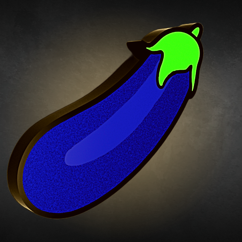 Egg Plant Emoji Lightbox w Optional Stand