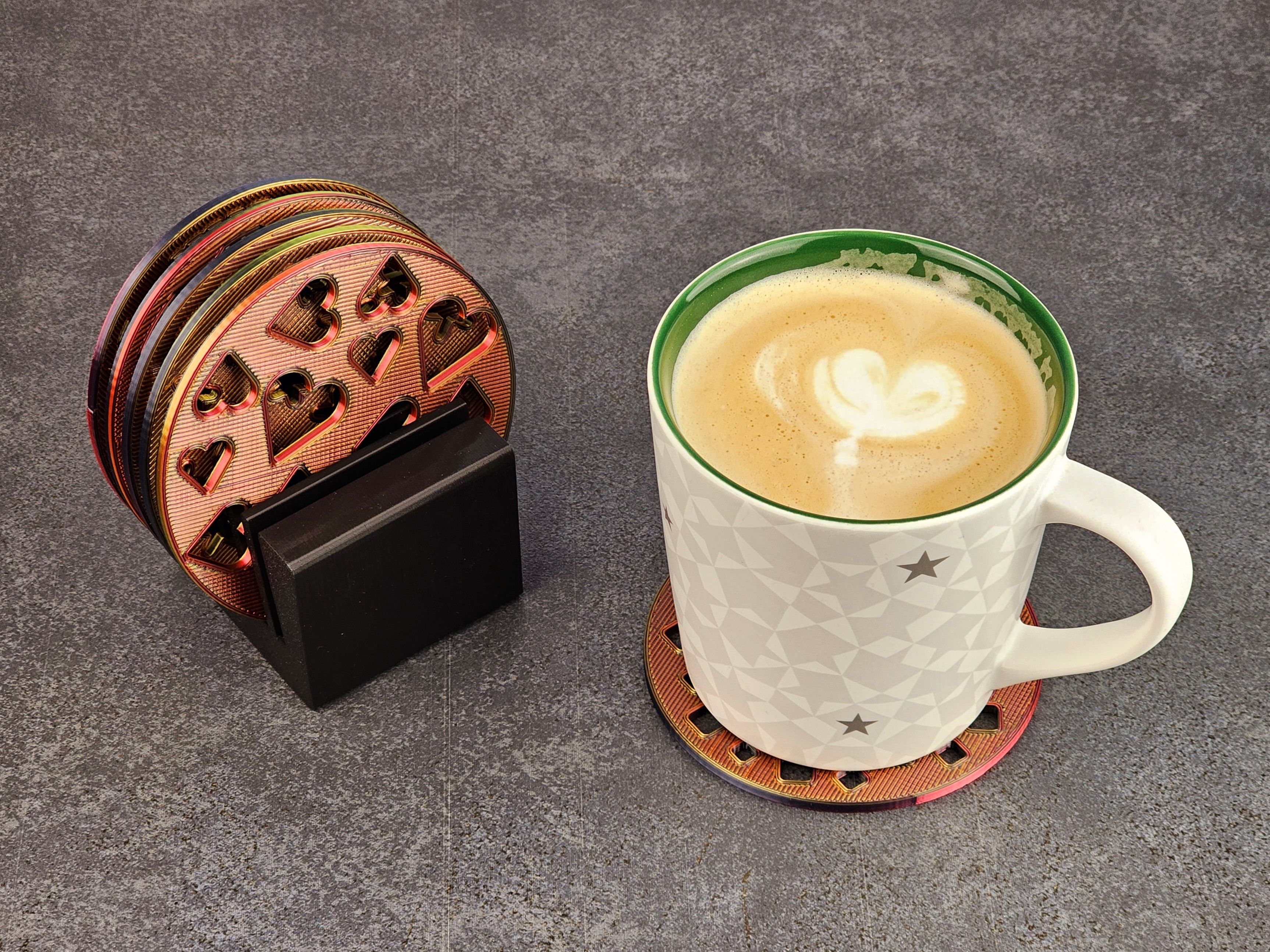 Coaster Set with Rollstop Table Stand