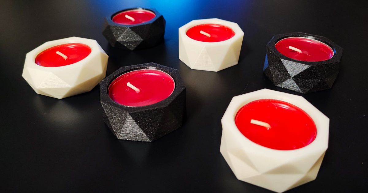 Geometric Tea Light Candle Holder by swiss_beluga Download free STL