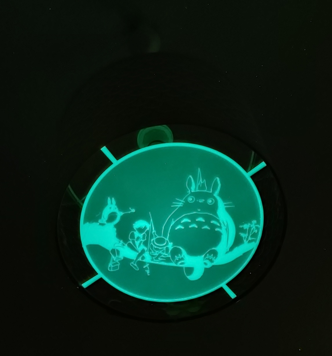 Totoro sitting on a tree Ikea 32 cm lampshade insert (Glow in the Dark)