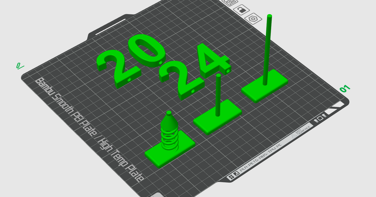 2024 New Year Table Decoration By Norman Fickert Download Free STL   Makerworldcontest2024 