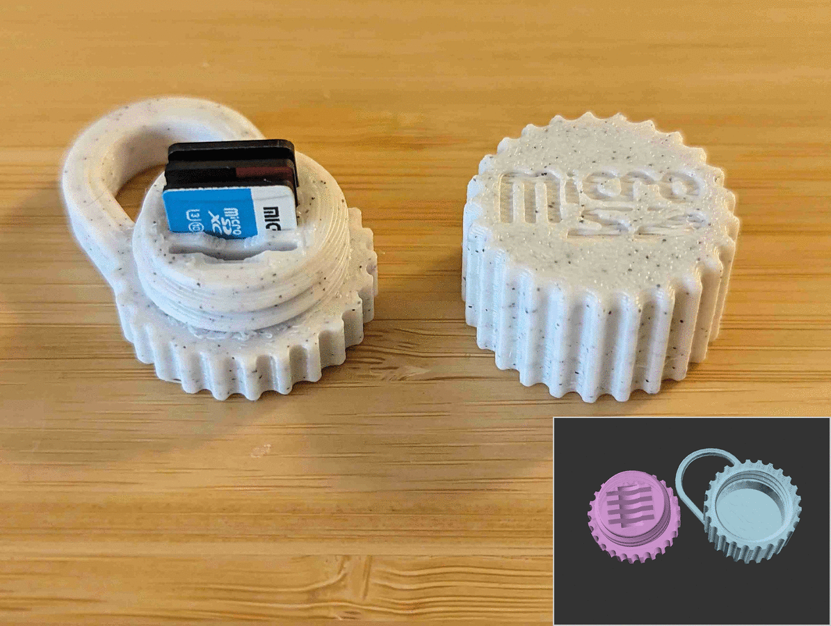 MicroSD card holder keychain (parametric remix)