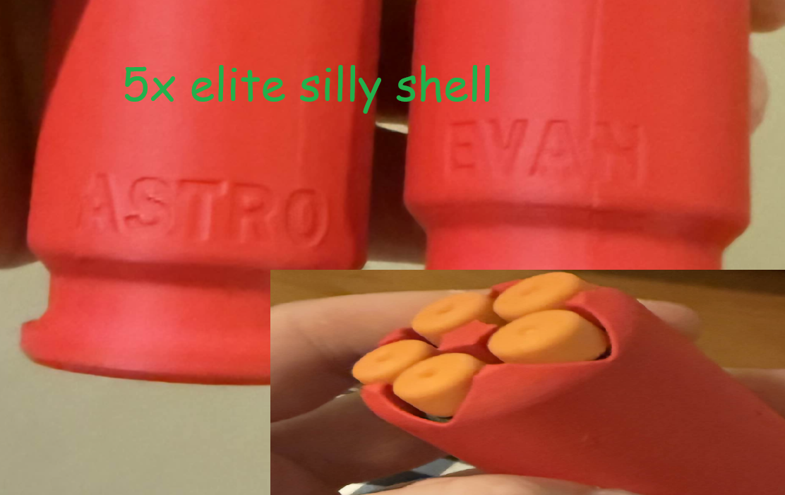 5x elite silly shell with text engravings