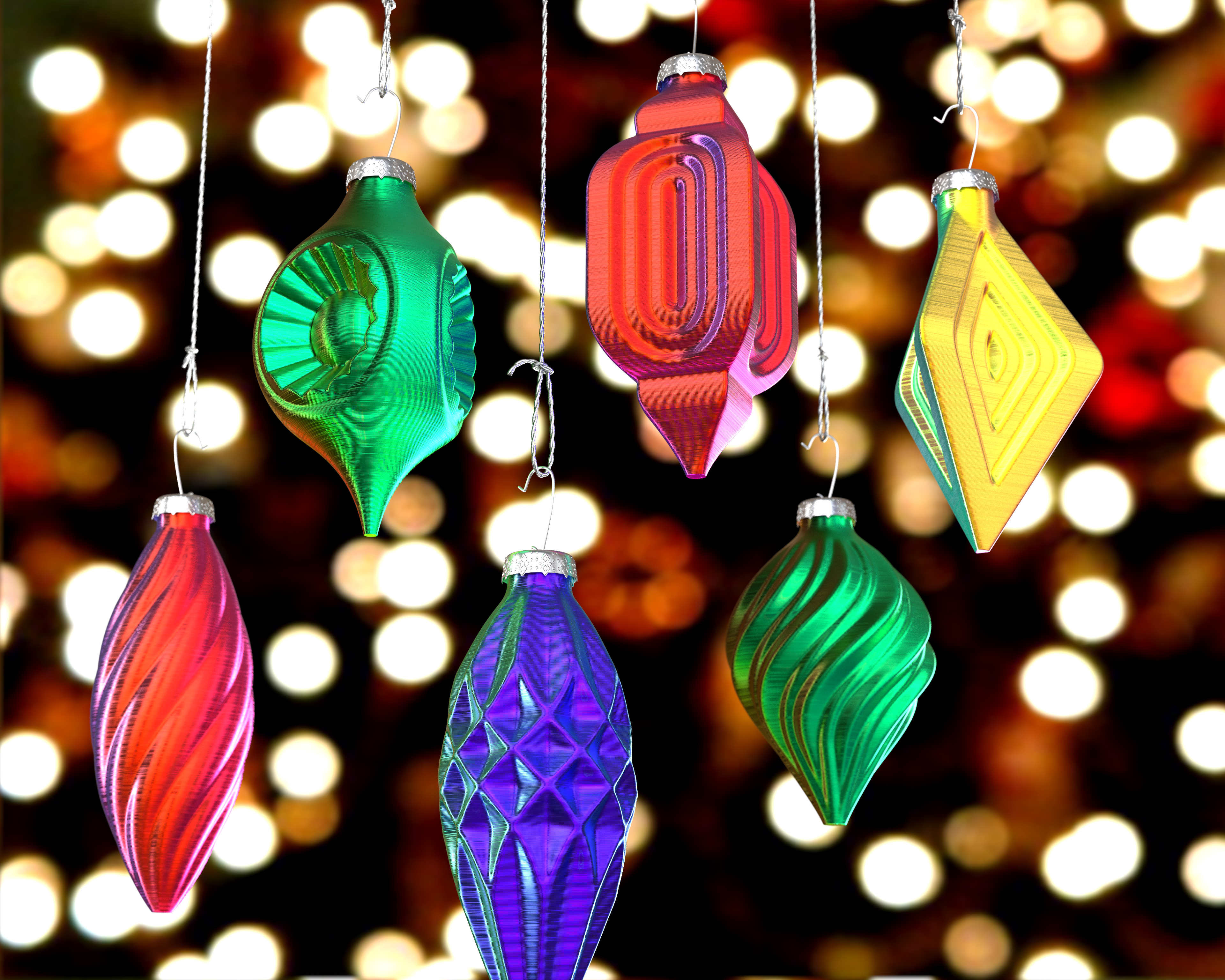 Christmas Tree Ornament Set Pt II: The New Batch (Vase Mode Prints) 3D model thumbnail