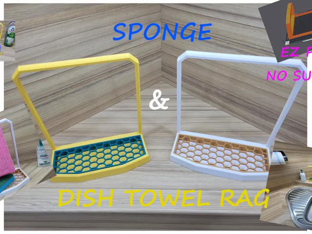Dish towel and sponge drying rack