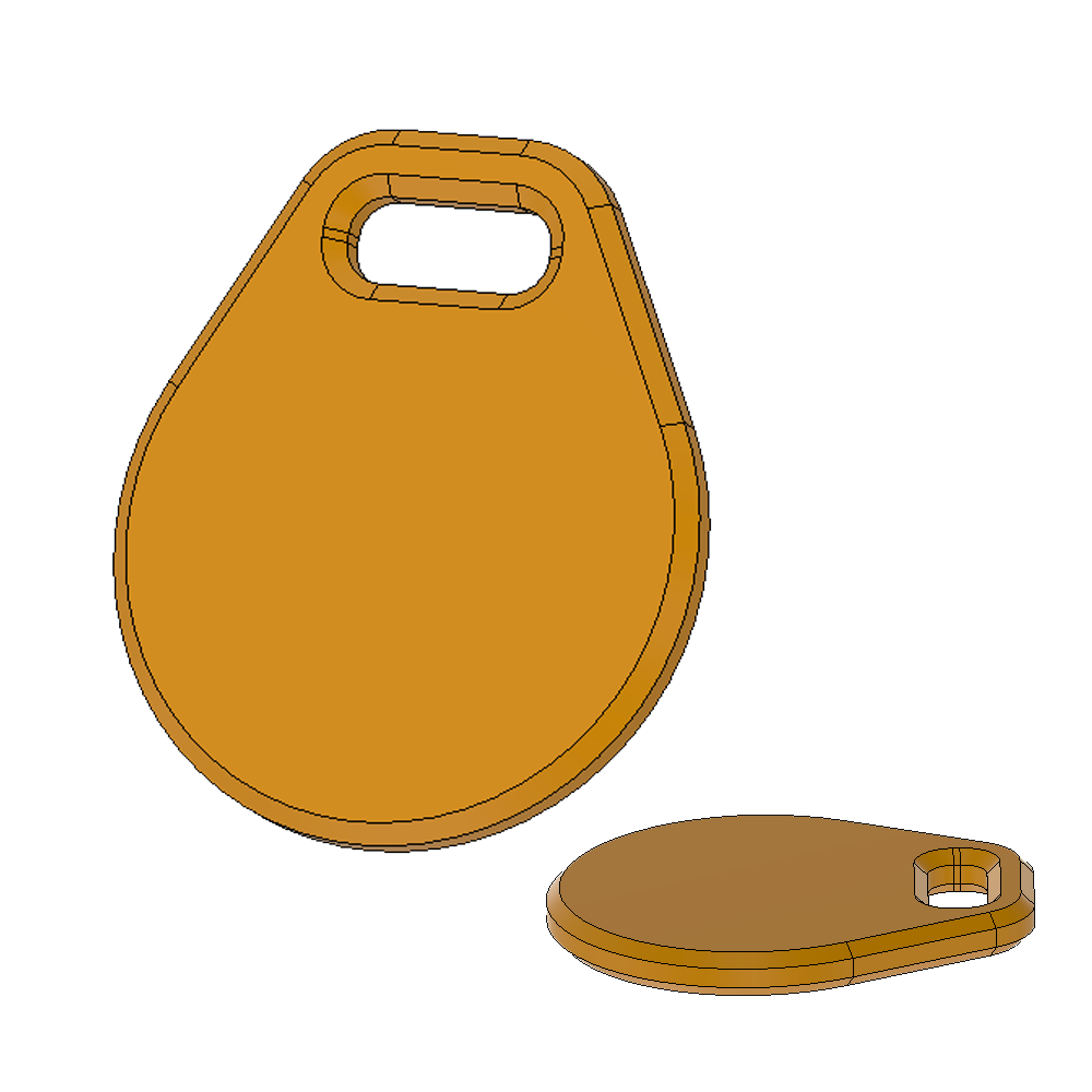 NFC RFID Tag Keychain case/holder – Enclosed Design  (25mm insert) 3D model