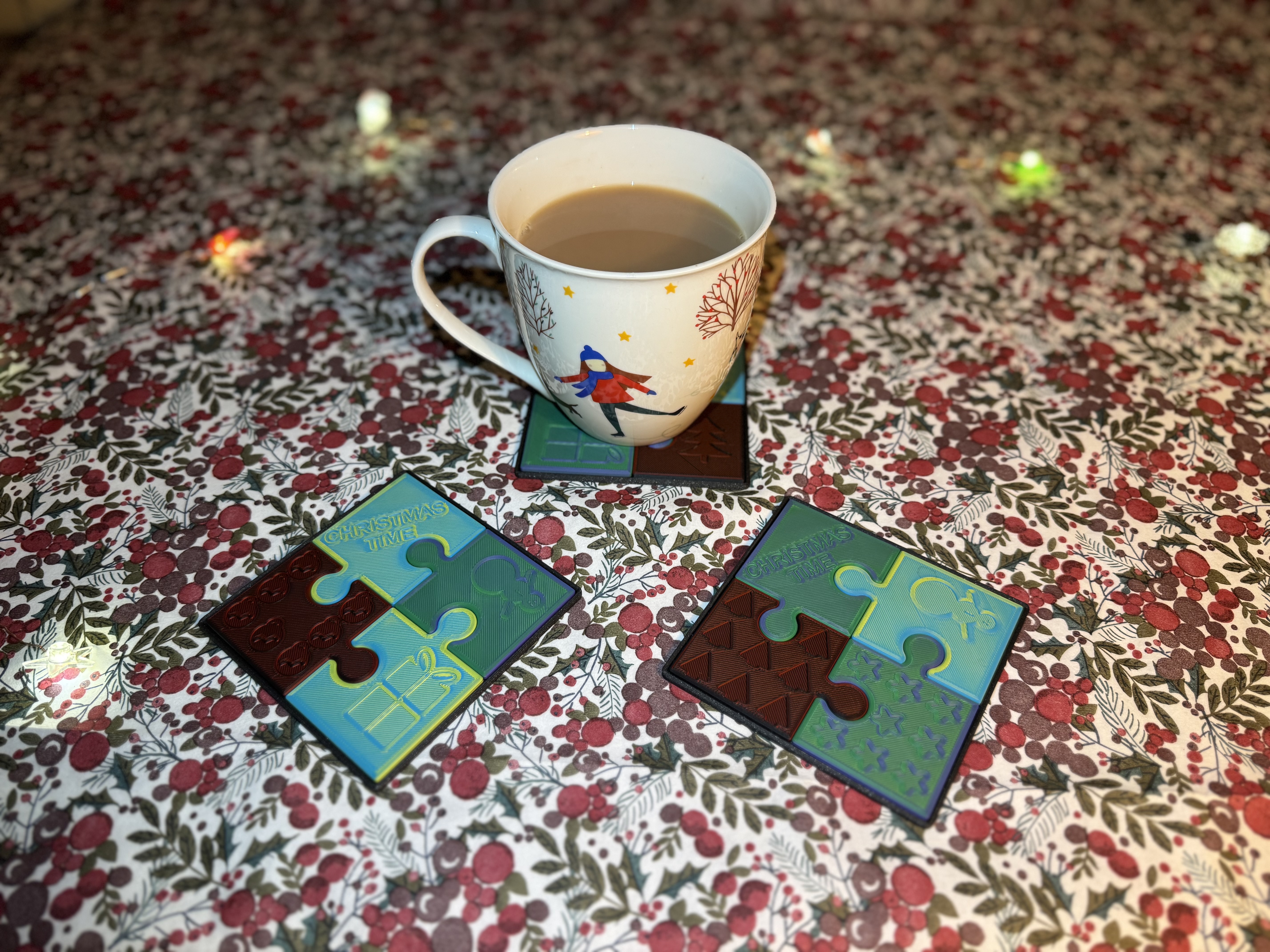 Christmas puzzle coaster