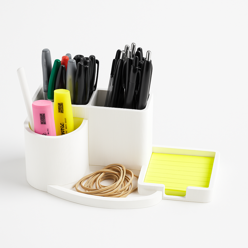 Desk Organizer, 3-Slot with Catch Tray and Post-it note Holder