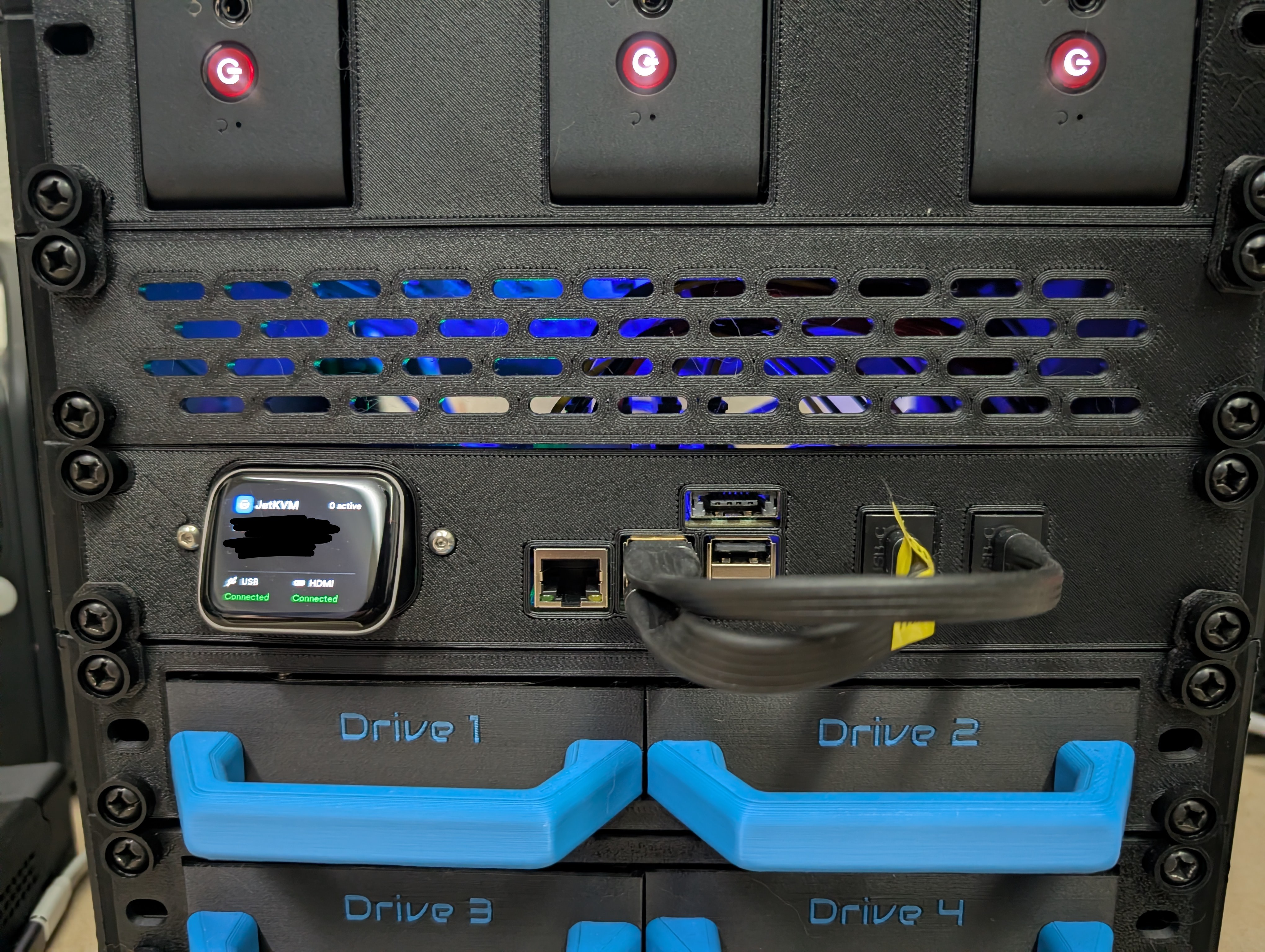 1U RPi 5 10" rack mount plate with JetKVM for PiNAS