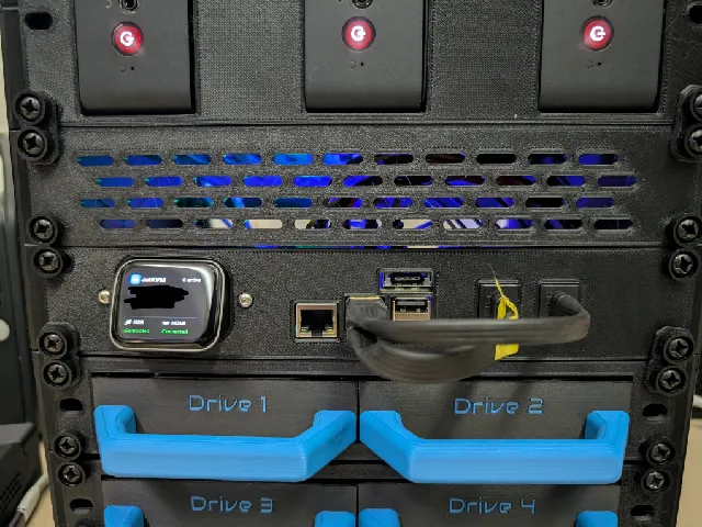 1U RPi 5 10" rack mount plate with JetKVM for PiNAS