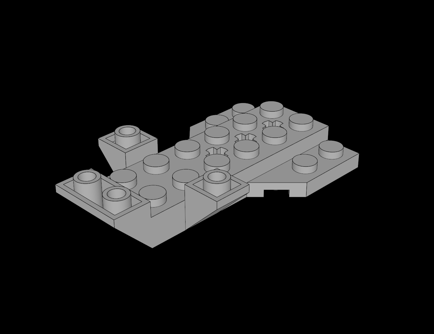 Lego Compatible (3536.dat) Car Base 4 x 7 with 3 Slopes Inverted