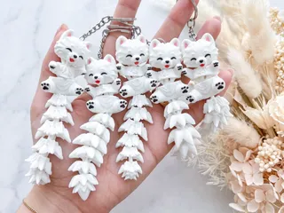 Fluffy Tails Cute Flexi Samoyed Dog - Toy, Keychain & Magnet