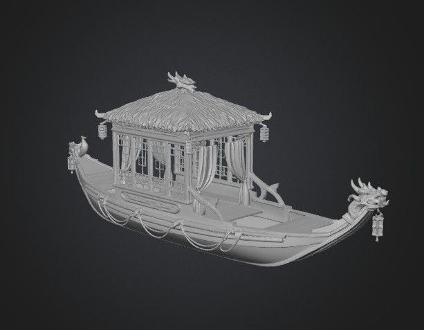 Old Sailing Ship with Thatched Roof