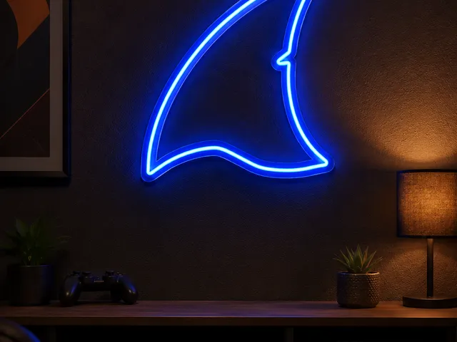 Shark Fin Neon Sign 3D STL | Ocean LED Art