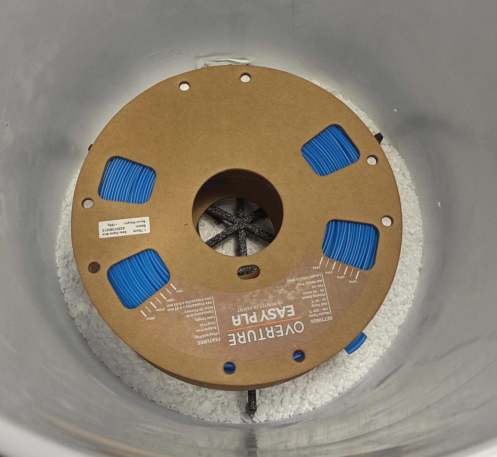 Drybox Desiccant Spacer/Standoff for filament storage in 5 gallon