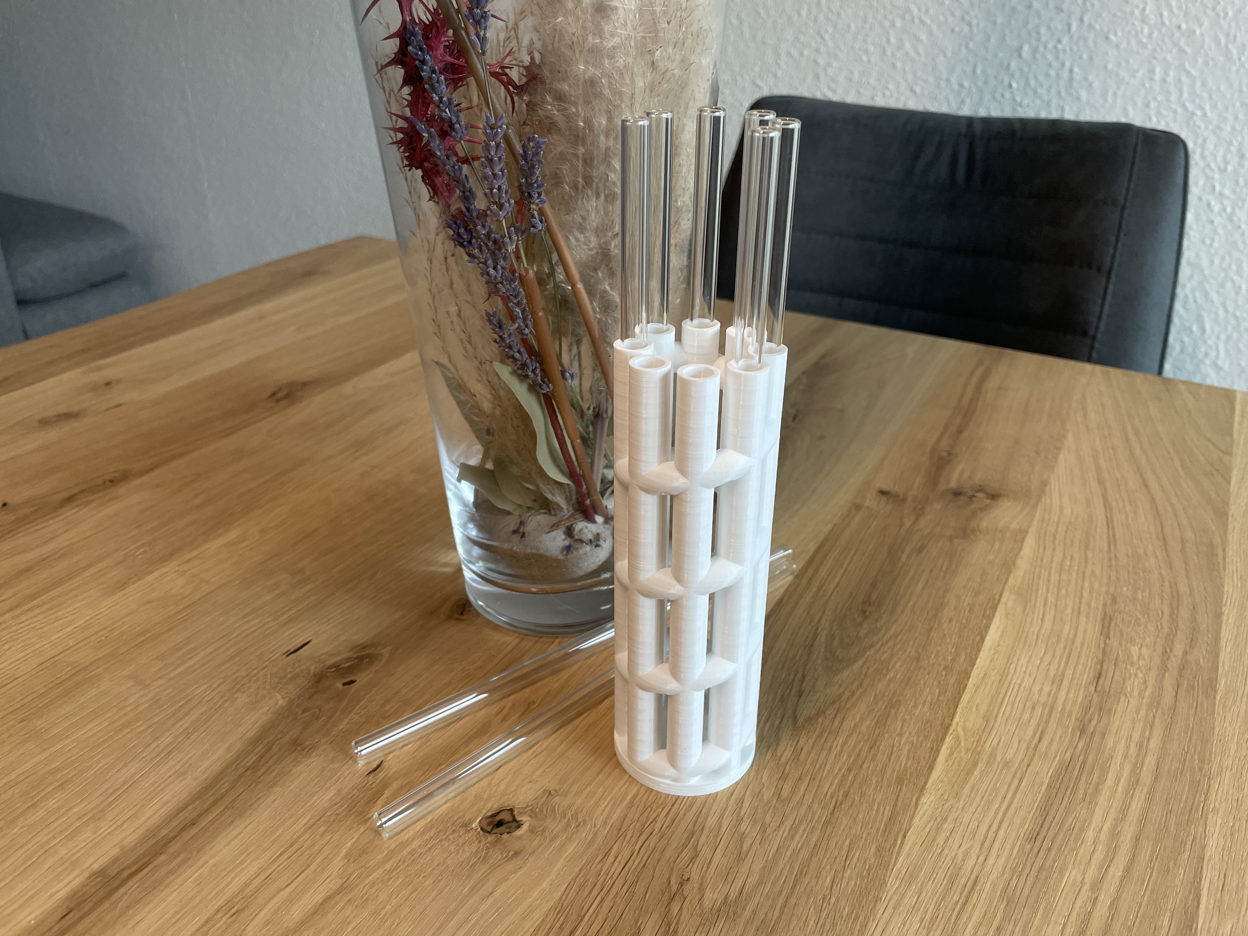 Glass drinking straw container x8