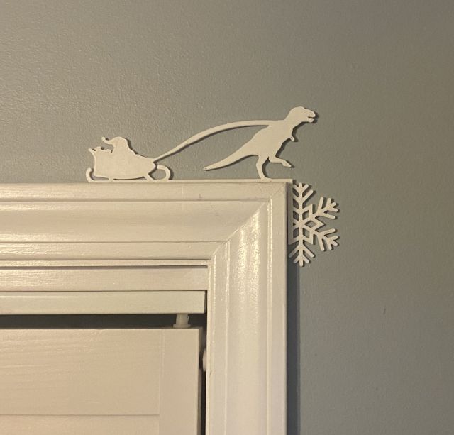 Dinosaur Santa Door Trim Decoration - Tyrannosaurus 3D model thumbnail