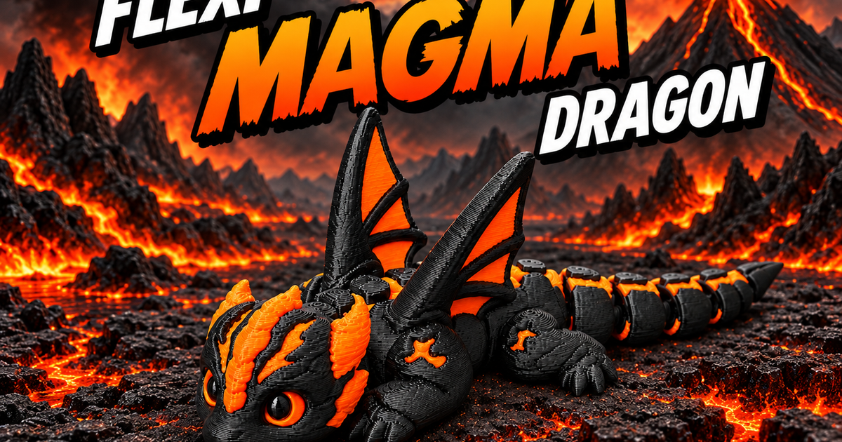 Flexi magma Dragon, cute articulated animal by Ginkel3D | Download free ...