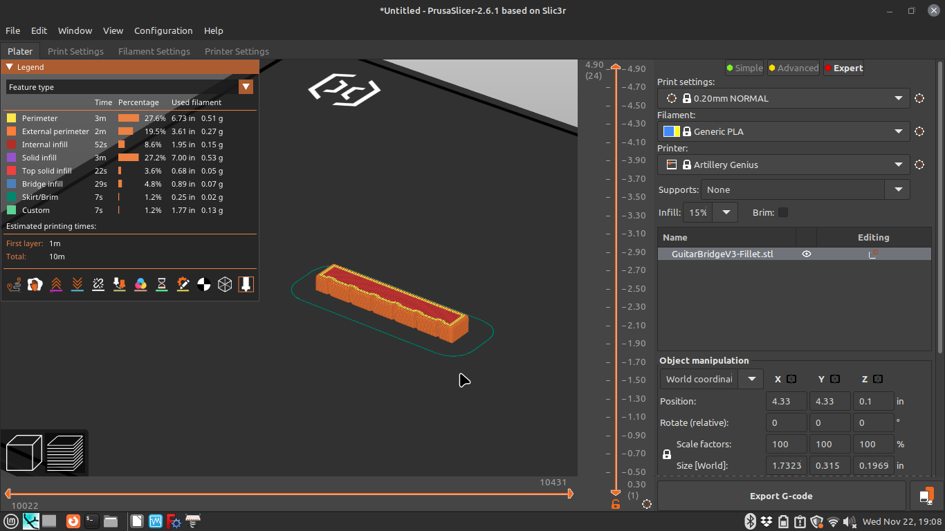 3D Printed Acoustic Guitar Bridge by Ivan Allen Download free STL model