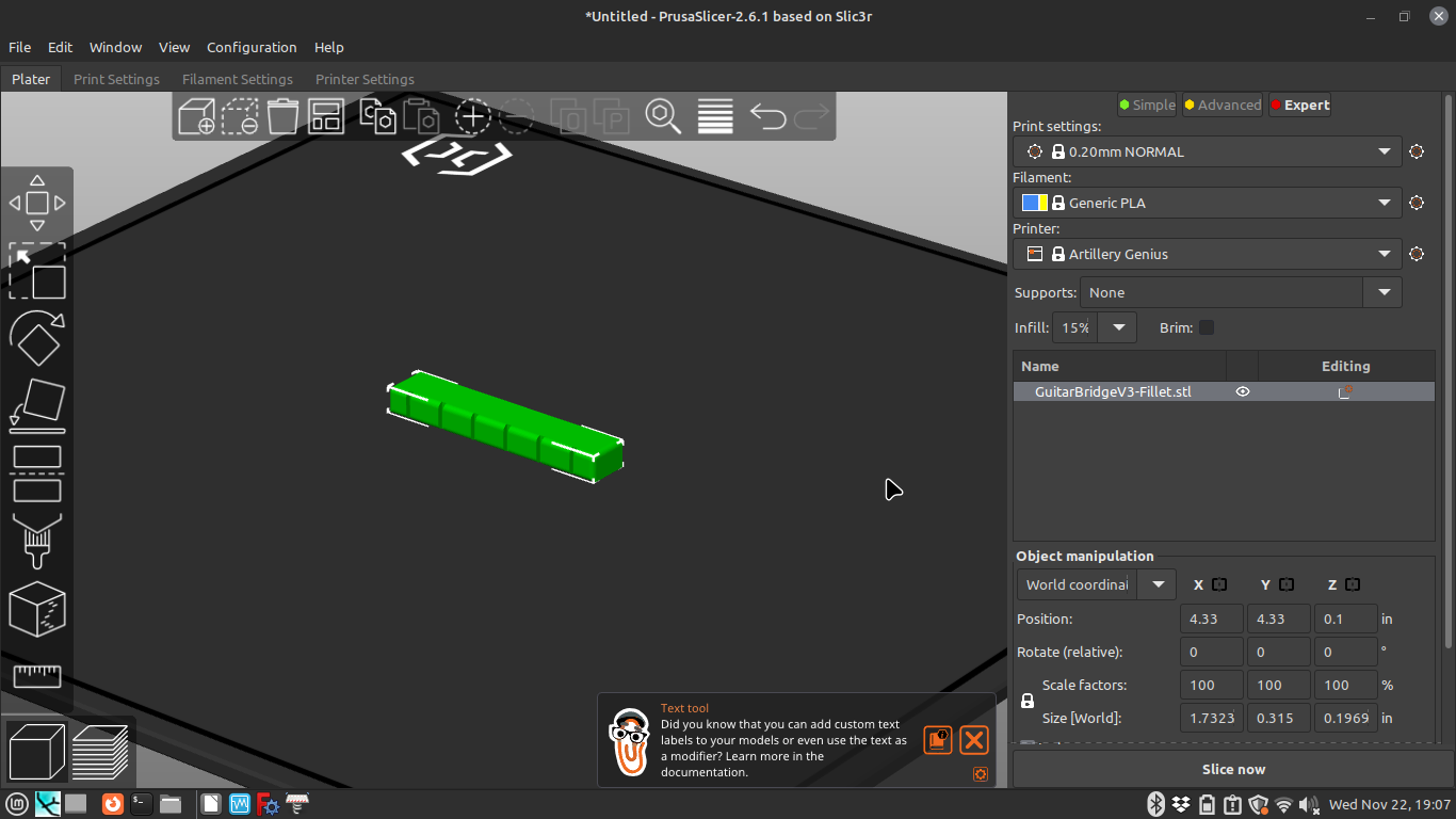 3D Printed Acoustic Guitar Bridge by Ivan Allen Download free STL model