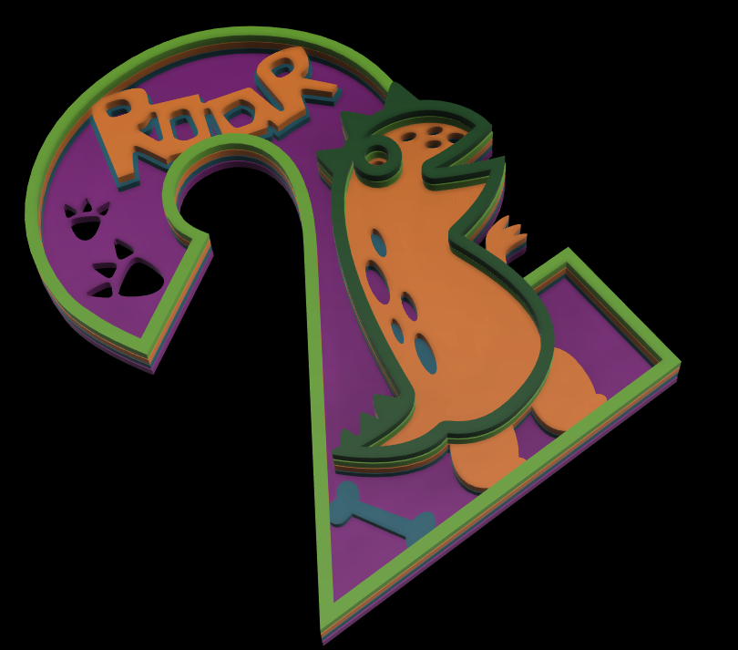 Dinosaur Number 2 - 5 layered 3D Numbers!