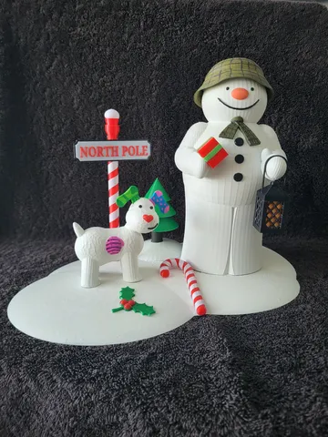 the snowman and snow dog