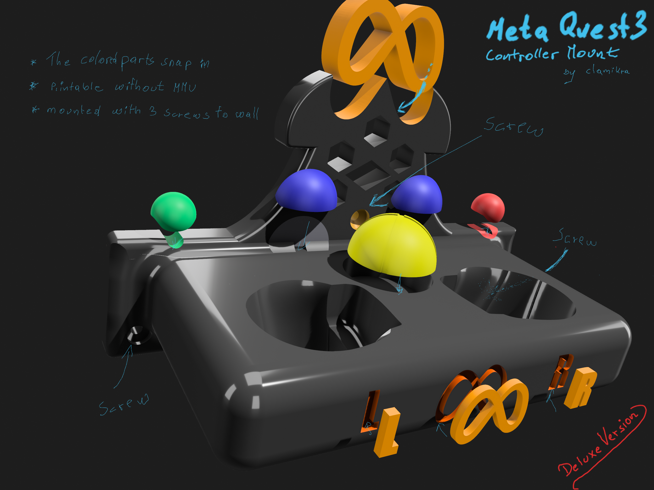 Meta Quest 3 Controller Wall Mount (Deluxe Color Version)