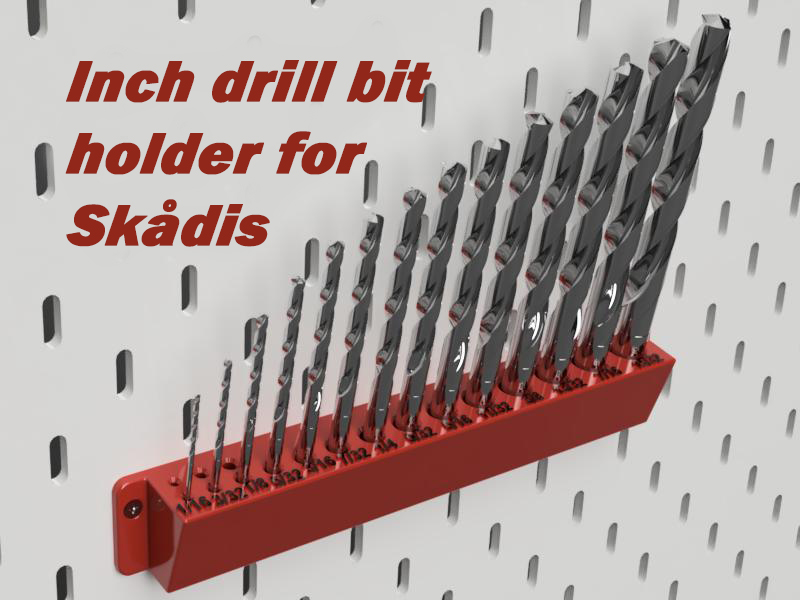 Drill bits holder for Skadis (inches)